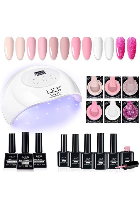 LKE Gel Nail Polish Kit with UV Light Starter Kit, 72W LED UV Nail Lamp with 6 Colors Nude Pink White Gel Nail Polish Set with Gel Top and Base Coat Nail Art DIY Manicure Gel Nail Kit Gifts for Women Nail Kit Gift, 22nd Bday, Nails Inspiration Classy, Gel Nail Set, White Gel Nails, Makeup Things, Nail Kits, Gel Lamp, Uv Nail Lamp