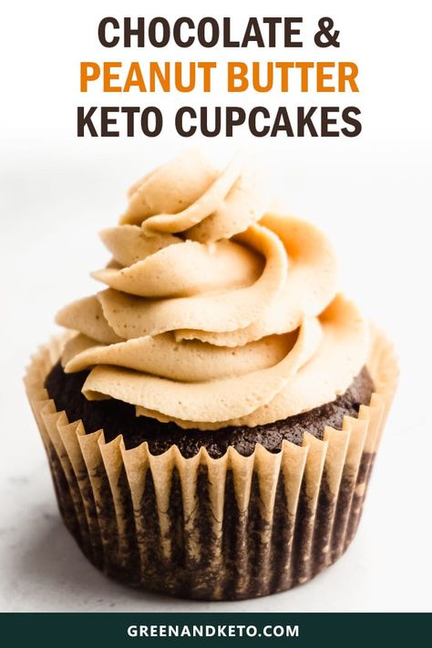 Peanut Butter Buttercream Frosting, Peanut Butter Keto, Low Carb Cupcakes, Peanut Butter Buttercream, Chocolate Cupcake Recipe, Keto Cupcakes, Sugar Free Peanut Butter, Butter Cupcakes, Cupcake Recipes Chocolate