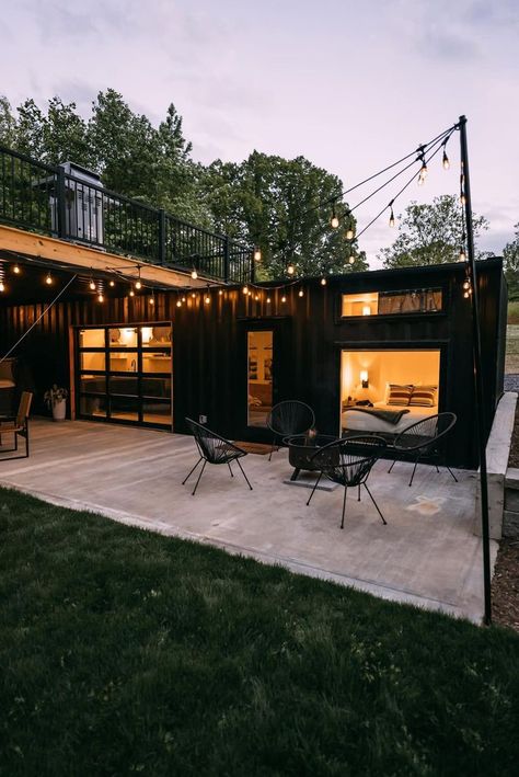 Designed and built by 3 brothers, this shipping container is located in Columbus, North Carolina, United States. #tinyhouse #tinyhome #containerhomedesigns #shippingcontainerhome #containerhouse #shippingcontainerhouse #containerhomes #shippingcontainerhousefloorplans #containerhomeplans #prefabhomes Small Shipping Containers, Shipping Container Pool, Three Siblings, Shipping Container Architecture, Hot Tub House, Container Restaurant, Shipping Container Cabin, Shipping Container Home Designs, Container Office