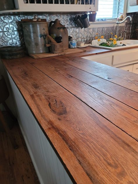 Wooden Countertops Kitchen, Countertop Remodel, Diy Wood Countertops, Kitchen Renovation Inspiration, Kitchen Countertop Decor, Wooden Countertops, Diy Kitchen Countertops, Kitchen Cabinets And Countertops, Farmhouse Kitchen Remodel