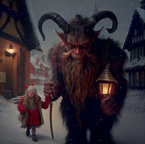 Krampus Night • Krampusnacht | December 5th | Winter | ai_amazing Krumpas Christmas, Krampus Aesthetic, Yule Images, Navidad Dark, Krampus Night, Santa Drawings, Krampus Art, Jupiter Facts, Christmas Horror Movies