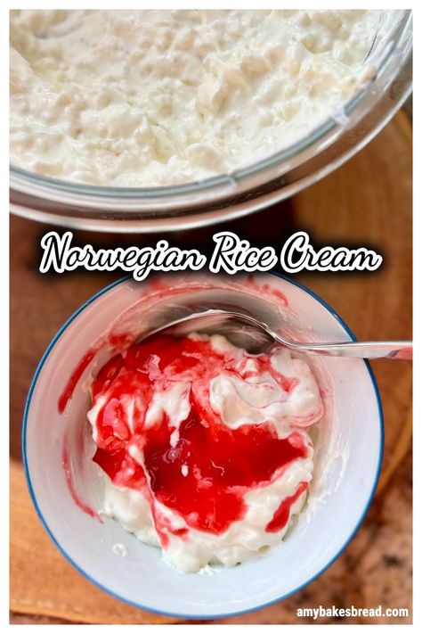 Norwegian-style riskrem (rice cream) is rich, luscious and absolutely delicious. Made from rice porridge, this riskrem is easy to make with an instant pot and perfect to enjoy during a chilly winter season. Rice Cream Recipe, Decadent Christmas Desserts, Raspberry Sauce Recipe, Instant Dessert, Rice Cream, Rice Pudding Recipes, Porridge Recipes, Rice Porridge, Scandinavian Food