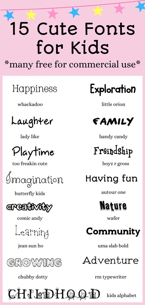 The best cute fonts for kids, free to download today! Use for home school projects, art & crafts, and more! Most listed are free for commercial use. #cutefonts #fonts #freefonts #homeschool Cool Fonts Alphabet Creative, Kid Fonts Free, Fonts For Kids, Cute Fonts Alphabet, Teacher Fonts, Fonts Handwriting Alphabet, School Fonts, Kid Fonts, Doodle Fonts