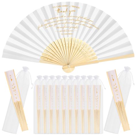 PRICES MAY VARY. Package Quantity: our wedding favors include 30 handheld folding fans, along with 30 white organza bags for easy carrying and storage; This package meets not only your party needs but also serves as a practical gift for your guests and family in the summer heat Versatility and Multiple Use Cases: folding fans open and shut smoothly, producing a strong breeze and are easy to clean; our handheld folding fans are not just gift for weddings, but can also be applied for other occasio Wedding Fans For Guests, Fan Souvenir, Bridal Shower Decoration, Fabric Folding, Folding Fans, Folding Hand Fan, Folded Hands, Summer Garden Party, Wedding Fans