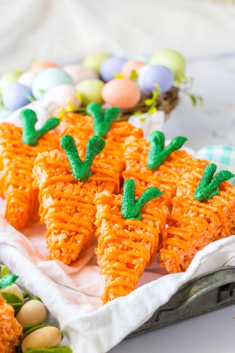 Bunny Rice Krispie Treats, Easter Rice Crispy Treats, Easter Rice Krispies, Carrot Rice, Easter Rice Krispie Treats, Easter Deserts, Easter Party Food, Easy Easter Treats, Easter Snacks