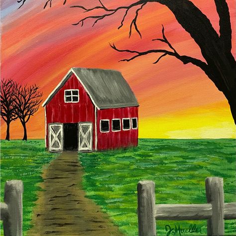 Rustic Red Barn Painting Home Decor Wall Art Handmade Farm Mountains Fence My Original Acrylic Painting. Handmade Painted And Signed By Me Nh Seacoast Native Artist On Unframed Back Stapled, Stretched Canvas. Sealed For Protection Ready And Easy For You To Hang As Is Or Frame Sides Painted Frame Not Included Custom Orders Accepted. This Painting Has Sold And Will Be Painted To Order, And May Be Slightly Different Than Picture Shown. This Just Means That Every Painting Is A New, Beautiful, Unique Farm Scene Painting, Red Barn Painting, Farm Animal Paintings, Animal Paintings Acrylic, Arte Aesthetic, Animal Art Projects, Farm Paintings, Barn Painting, Wood Painting Art