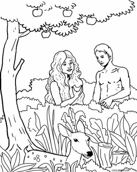 Adam And Eve Coloring Pages Printable - Are you looking for Adam and Eve coloring pages? Here you will find a number of coloring pictures of biblical stories or scenes from the Old and New T... #coloring #coloringpages #printable Adam And Eve Bible, Sunday School Coloring Sheets, Creation Coloring Pages, Sunday School Coloring Pages, Garden Coloring Pages, Family Coloring Pages, Preschool Coloring Pages, Coloring Pages Inspirational, School Coloring Pages