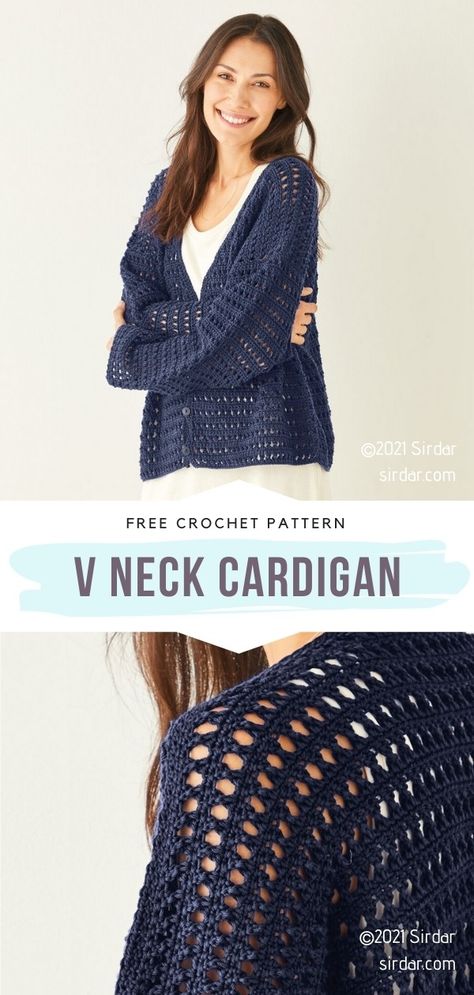 Lakeside Cardigan Crochet, Weekend Crochet Projects Free, Free Ladies Crochet Patterns, Crochet Summer Cardigan Free, Free Crochet Kimono Patterns, Crochet Open Cardigan, Crochet With Super Fine Yarn, V Neck Cardigan Crochet Pattern, Crochet Women’s Cardigan