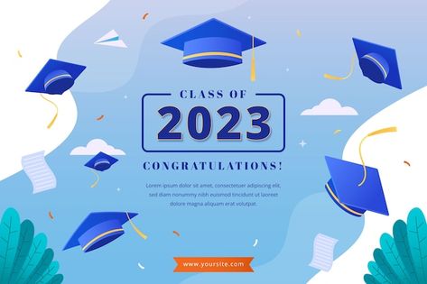 Congratulations Design, Glass Film Design, Canva Idea, Class Of 2023 Graduation, Class 2023, Graduation Congratulations, Banner Graduation, 2023 Prom, Vector Gradient