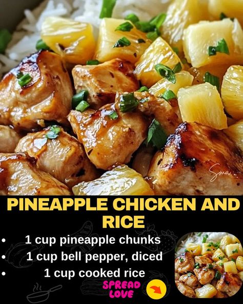 Pineapple Chicken and Rice Pineapple Chicken And Rice Weight Watchers, Chicken With Pineapple And Peppers, Pineapple Chunk Recipes, Sweet Chili Pineapple Chicken, Pineapple Chicken And Rice Casserole, Crockpot Pineapple Chicken And Rice, Dinners With Rice Meals, Pineapple Chicken With Rice, Pineapple Chicken And Rice Recipe