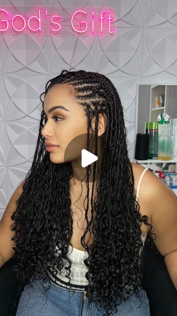 God's gift coiffure on Instagram: "Flip over Fulani Braids with a bit of Spice 🤤🔥🔥💕💕💕 . We used 2 bundles to achieve this hairstyle    Hair took 10 hours . . . . . . . . . . ##vancouverbraids #braidsvancouver #reels #vancouver #friday#saturdaynight #explore #fun #funclients #relate #hairtutorial #hairstyles #blackhair #blackhair #braids #knotlessbraids #boxbraids #braidsbraidsbraids #knotless #explorepage #reelsinstagram #reels #viral #saturdayreel #ig #instagram #videos #igreels #igvideo#blackhairvancouver #vancouverbraider" Flip Braid Tutorial, Funali Braids Flip Over, Flip Braids, Flip Over Fulani Braids, Ig Video, Big Forehead, Fulani Braids, Braid Tutorial, Instagram Videos