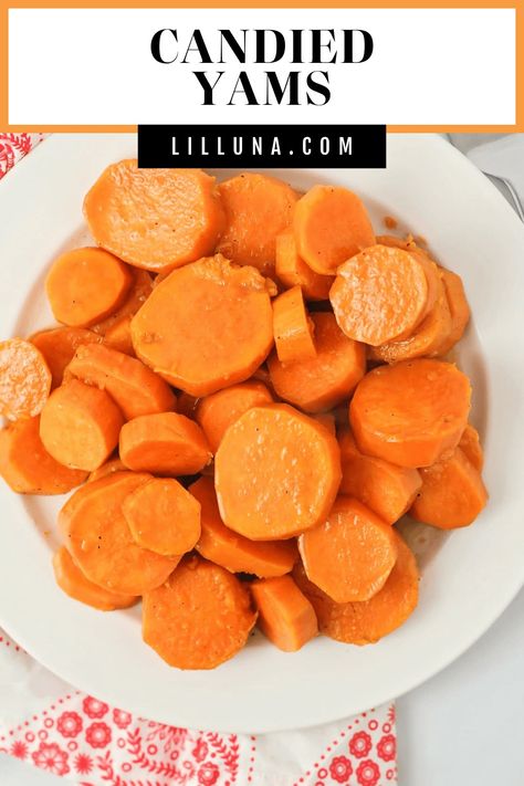 On the table in under 30 minutes, these sweet and savory candied yams are an old-fashioned classic side dish perfect for holidays! #candiedyams #yams #sidedish #thanksgiving Sweet Potato Yams, Candied Sweet Potato, Southern Candied Yams, Candied Yams Recipe, Candied Yams, Yam Or Sweet Potato, Yams Recipe, Candy Yams, Candied Sweet Potatoes