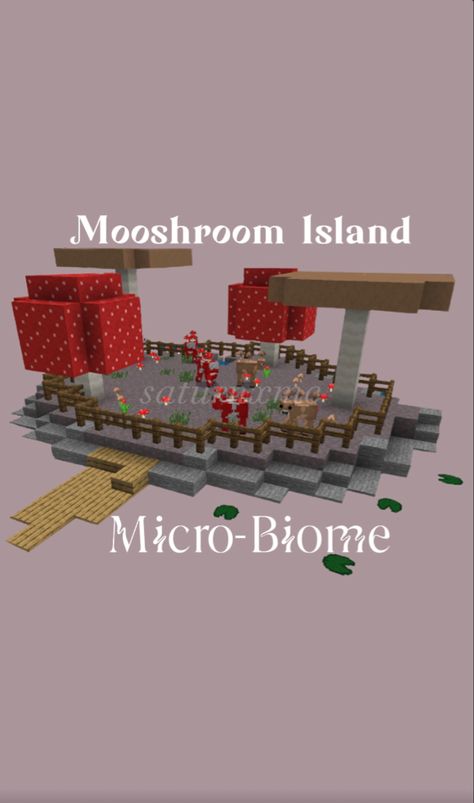 Mushroom Biome House Minecraft, Mushroom Farm Design, Minecraft Shroom House, Mushroom Island Base Minecraft, Minecraft Mushroom Aesthetic, Mushroom Minecraft Ideas, Mooshroom Enclosure Minecraft, Minecraft Mooshroom Island, Minecraft Mushroom Ideas