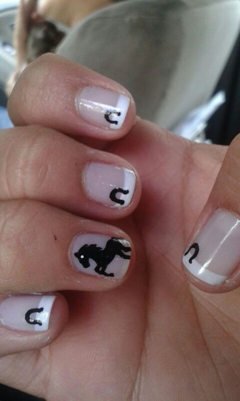 Horse Nail Art Designs, Horse Nails Designs, Equestrian Nails, Country Girl Nails, Horse Nail Art, French Toe Nails, Horse Nails, Horse Shoe Nails, French Tip Gel Nails