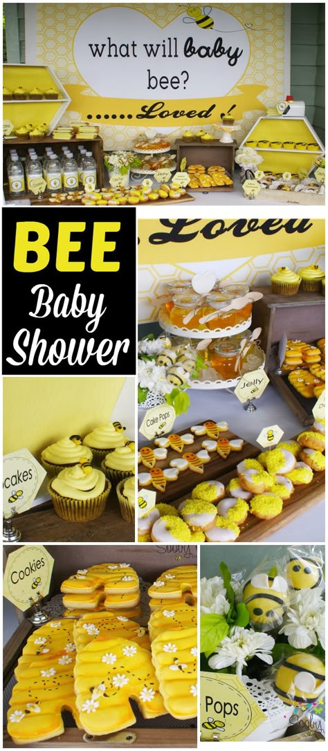 How adorable is this bumble bee baby shower?! See more party ideas at CatchMyParty.com! Beeday Party, Bumble Bee Party, Bee Themed Birthday Party, Bumble Bee Birthday, Honey Bee Baby Shower, Bee Birthday Party, Bee Baby Shower Theme, Bumble Bee Baby Shower, Bee Party