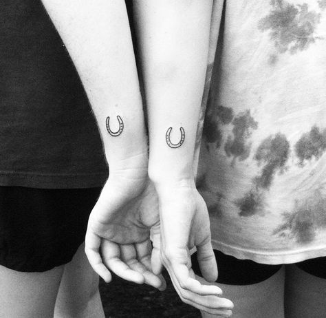 Best friend horseshoe tattoos Horseshoe Tattoo, Best Friend Tattoo, Luck Tattoo, Horse Shoe Tattoo, Horse Tattoo Design, Shoe Tattoos, Tattoo Unique, Shape Tattoo, Muster Tattoos