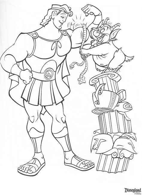 Hercules Disney Tattoo, Hercules Drawing, Hercules Coloring Pages, Hercules Tattoo, Minion Coloring Pages, Hercules Disney, Disney Princess Coloring Pages, Disney Hercules, Scene Drawing