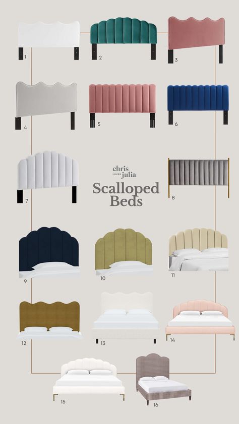 Faye's New Bed, (Plus, A Scalloped Bed Round-Up!) - Chris Loves Julia Simple Bed Designs, Amazing Bedroom Designs, Bed Headboard Design, Bed Design Modern, Bad Inspiration, Gifts Packaging, Living Room Sofa Design, Simple Bed, تصميم للمنزل العصري