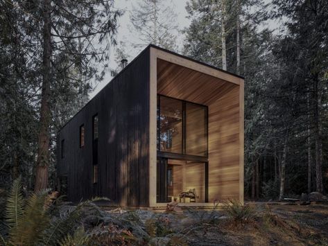 Leckie Studio, Interior Nature, Cabin Aesthetic, Minimalist Bed, Appartement Design, House Front Design, Modern Architecture House, Cabin Design, Forest House