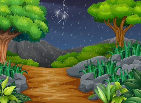 Rain Cartoon, Premium Vector Background, Forest Cartoon, Photoshop Backgrounds Backdrops, House Cartoon, Illustration Art Kids, A Level Art Sketchbook, Forest Background, Photoshop Backgrounds