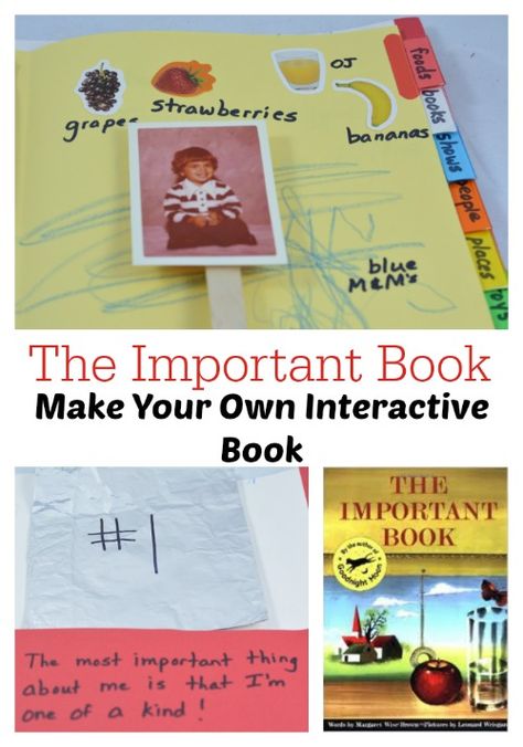 Let The Important Book inspire you to make your own important book with your kids. Try this folder tab book idea to create your masterpiece. The Important Book, All About Me Book, Family Literacy, Making Books, Homeschool Kids, Interactive Book, Writing Workshop, Writing Ideas, It Goes On