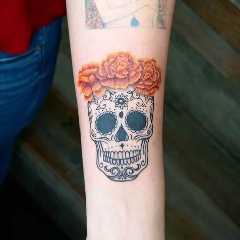 10 Best Sugar Skull Tattoo Ideas You Have To See To Believe! | Outsons | Men's Fashion Tips And Style Guides El Nopal Tattoo, Dia De Los Muertos Tattoo Ideas Small, Mexican Art Tattoos For Women, Women Skull Tattoo Ideas, Dia De Los Muertos Tattoo Ideas Woman, Mexico Tattoo For Women, Mexican Inspired Tattoos For Women, Small Sugar Skull Tattoo, Sugar Skull Tattoos For Women