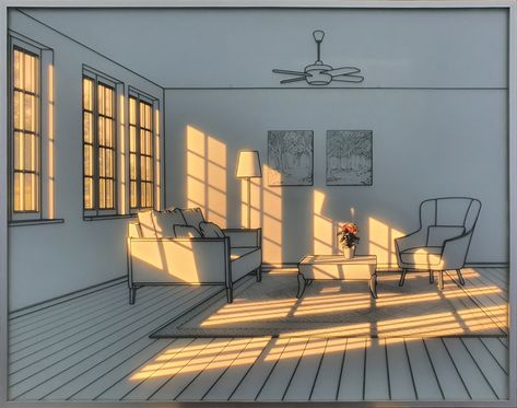 Light Painting Template, Room Sketch, Shadow Architecture, Interior Reference, Light And Shadow Photography, Light Drawing, Window Shadow, Shadow Illustration, 귀여운 음식 그림