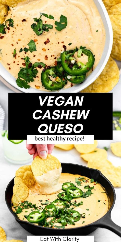 Cheesy Pasta Sauce, Cashew Queso, Vegan Queso, Super Snacks, Vegan Dip, Burrito Bowls, Queso Dip, Cheesy Pasta, Savory Recipes