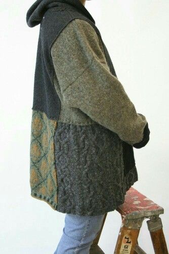 . Clothes Upcycle, Diy Clothes Refashion, Recycled Sweaters, Recycled Sweater, Repurposed Clothing, Old Sweater, Stil Boho, Altered Couture, Upcycle Sweater