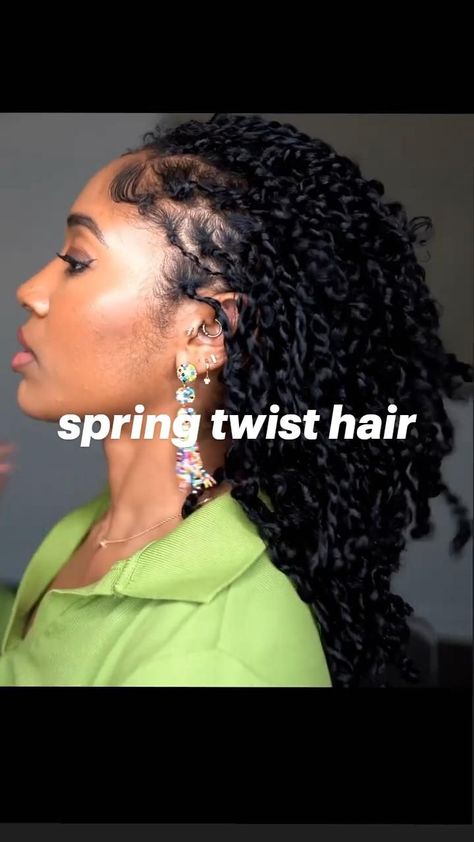 Twist Hairstyles Natural Hair, Spring Twist Hairstyles, Hair Twists Black, Short Hair Twist Styles, Spring Twist Hair, Hair Twists, Short Box Braids Hairstyles, Hairstyles Natural Hair, Curly Crochet Hair Styles