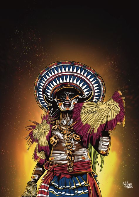 Traditional art forms Theyyam Logo, Pooram Kerala Poster, Kerala Traditional Art, Theyyam Illustration, Onam Theme, Theyyam Art, Brahma Dev, Fz Bike, Kerala Art