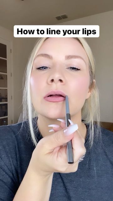 How To Line Lips Natural, Pouty Lip Makeup, How To Overline Your Lips Tutorial, How To Line Small Lips, Over Lined Lips Tutorials, How To Over Line Your Lips, How To Outline Lips, Overlining Lips Tutorial, Lip Lining Tutorial