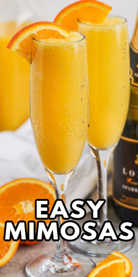 Mimosa Recipe Orange, Easy Mimosa Recipe, Mimosa Recipe Champagne, Mimosa Recipe Easy, Easy Mimosa, Breakfast Cocktail, Mimosa Drink, Orange Juice Drinks, Breakfast Cocktails