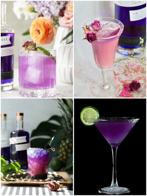 Butterfly Pea Flower Gin Cocktail, Pea Flower Gin Cocktail, Bloom Gin, Empress Gin, Lavender Martini, Spring Cocktails Recipes, Butterfly Pea Flower Tea, Gin Cocktail, Spring Cocktails