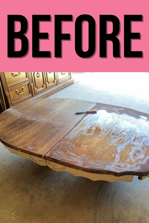 Spray Painting Furniture Gold: Dining Table Makeover Spray Paint Kitchen Table, Diy Gold Table, Spray Paint Table, Spray Painting Furniture, Gold Dining Room Table, Gold Dining Table, Wood Rectangle Dining Table, Midcentury Dining Table, Painted Kitchen Tables