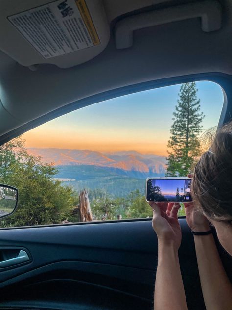 sunset, sunset aesthetic, yosemite, California, instagram ideas Aesthetic Life Photos, Happiness In Pictures, Colorful Travel Aesthetic, Car Aesthetic Ideas, Roadtrip Picture Ideas, Life Inspo Pictures, Digital Pictures Aesthetic, The Good Life Aesthetic, California Mountains Aesthetic