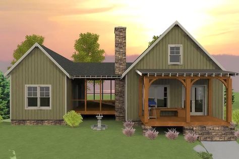 Dogtrot 3-Bedroom 2-Story House With Screened Porch (Floor Plan) Dogtrot House Plans, Dog Trot House Plans, Dog Trot House, A Small House, Casa Exterior, Cottage Plan, Small Cottage, Bedroom House Plans, Screened Porch