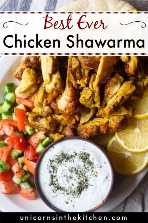 Chicken Shawarma Wrap, Lebanese Chicken, Shawarma Spices, Chicken Shawarma Recipe, Shawarma Recipe, Mediterranean Salad, Mediterranean Chicken, Oven Roasted Chicken, Chicken Shawarma