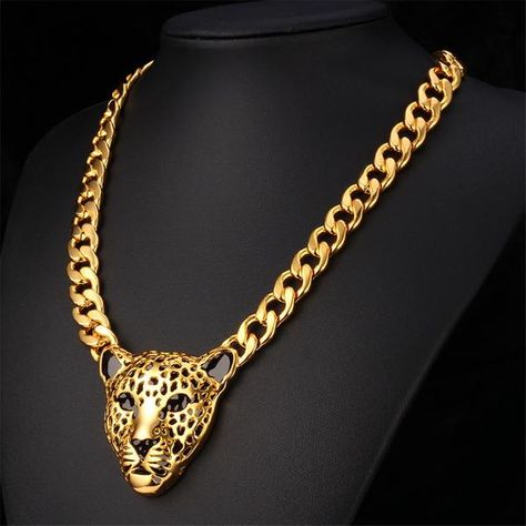 African Statement Necklace 18K Gold /Platinum Plated Punk Style Leopard Pendant Necklace Gold Pendants For Men, خواتم خطوبة, Locket Necklaces, Creativity Ideas, Blessed Wednesday, Gold Jewels Design, Rapper Jewelry, Aadi Shakti, Shiny Rings