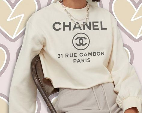 Designer inspired sweatshirt | Etsy Chanel Crop Top, Chanel Sweatshirt, Designer Sweatshirts, Chanel Inspired, T Shorts, Paris Design, Cropped Sweatshirt, Crop Sweatshirt, Oversized Sweatshirt