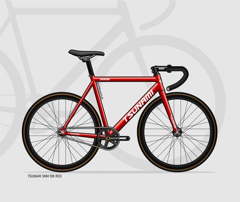 Tsunami SNM 100 Fixie Bike illustration by Saprul Matojir Tsunami Snm100, Why Always Me, Werewolf Tattoo, Sepeda Fixie, Red Illustration, Bike Drawing, Bike Illustration, Gear Art, Fixed Bike