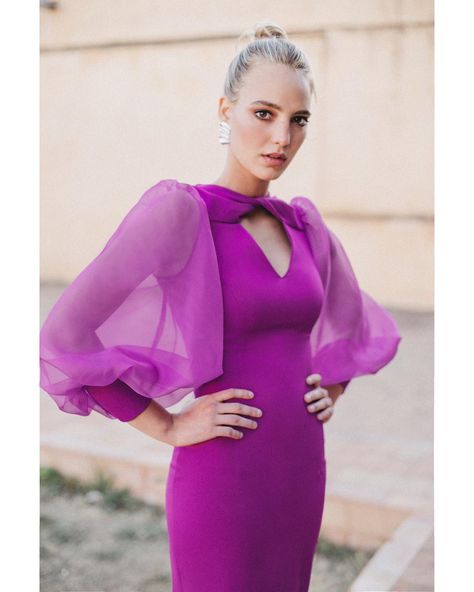 Pink Purple Outfit, Purple Outfit, Stitching Dresses, Dress Stores Online, Color Dress, Guest Outfit, Beach Girl, Fancy Dresses, Guest Dresses