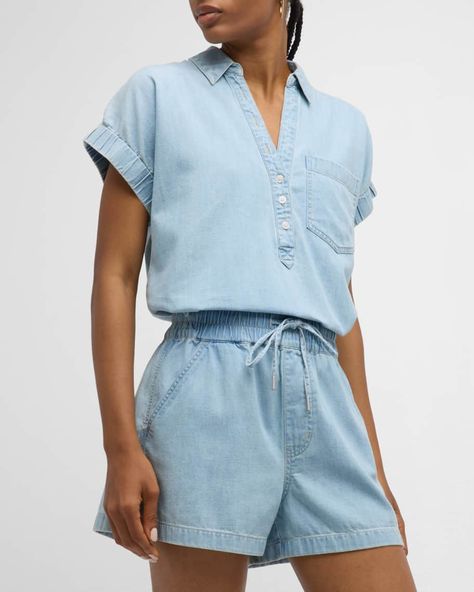 Chambray Top, Sportswear Brand, Veronica Beard, Top Designers, Chambray, Neiman Marcus, Timeless Fashion, Ready To Wear, Tops Designs