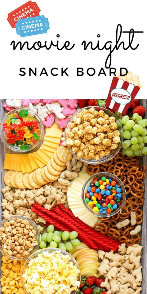 #ad Creating a Movie Night Snack Board is a fantastic family night idea to enjoy all your favorite snacks like fresh fruits, cheeses, crackers, popcorn and candy while watching the newly released Dolittle DVD available at Walmart!    #DolittleAtWalmart #Pmedia Movie Night Snack Board, Movie Night Food, Kreative Snacks, Movie Night Snacks, Decorações Com Comidas, Movie Snacks, Charcuterie Inspiration, Night Food, Snack Board