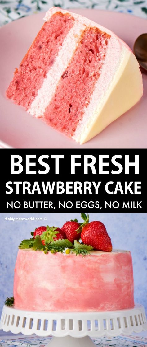 Best Gluten Free Vegan Cake, Desserts No Eggs No Milk, One Bowl Vegan Cake, Strawberry Cake Eggless, Vegan Moist Cake, Yummy Vegan Desserts, Egg And Gluten Free Desserts, Eggless Dairy Free Desserts, Best Dairy Free Cake