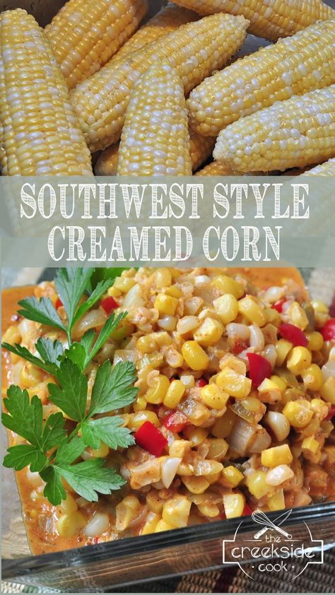 Check out this delicious Southwest Creamed Corn recipe with real cream and fresh ingredients. Do you love sweet corn and spicy flavors? This is the summer side dish for you - come and check it out! Creamed Corn Recipes, Spicy Corn, Cream Style Corn, Summer Side Dish, Corn Recipe, Side Dish Recipes Easy, Summer Side Dishes, Creamed Corn, Best Side Dishes