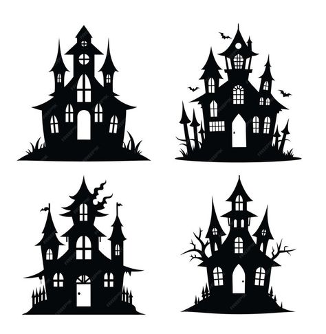 Horror hunted house vector design bundle | Premium AI-generated vector Haunted House Window Silhouette, Halloween Windows Painted, Haunted House Silhouette, Hunted House, Spooky Houses, House Outline, Scary Houses, House Silhouette, Spooky House