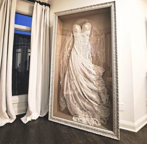 Veil Display After Wedding, Preserved Wedding Dress, Diy Wedding Dress Shadow Box Display, Wedding Dress Box Display, Wedding Dress Framed, Wedding Dress Frame Display, Wedding Dress In Shadow Box Display, Framing Wedding Dress, Shadow Box Wedding Dress