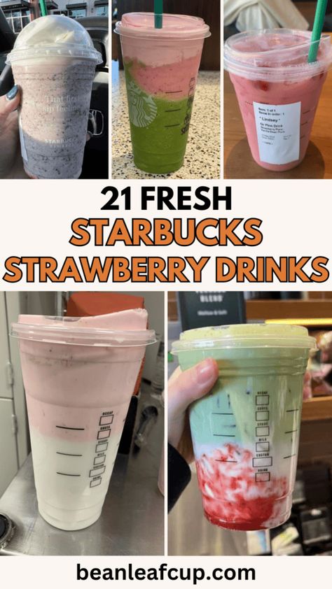 Discover the 21 best Starbucks strawberry drinks! From refreshing iced options to creamy frappuccinos, find your new favorite! Easy Starbucks Drinks At Home Recipe, Starbucks Strawberry Drinks, Starbucks To Try, Strawberry Starbucks Drink, Homemade Starbucks Recipes, Starbucks Caramel Drinks, Diy Iced Coffee, Peach Green Tea Lemonade, Matcha Frappe