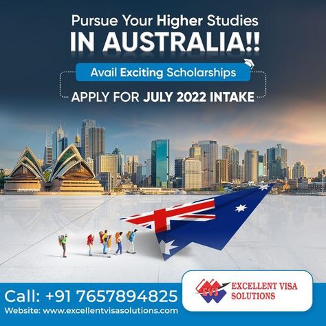 Study In Australia Social Media Post, Study Abroad Social Media Post, College Ads, Australia Study Visa, High School Study, Study Abroad Travel, Education Posters, Travel Flyer, College Ad